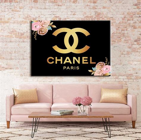 Chanel Wall Art Glam Pink Lips Kisses Parfum Bottle Black 